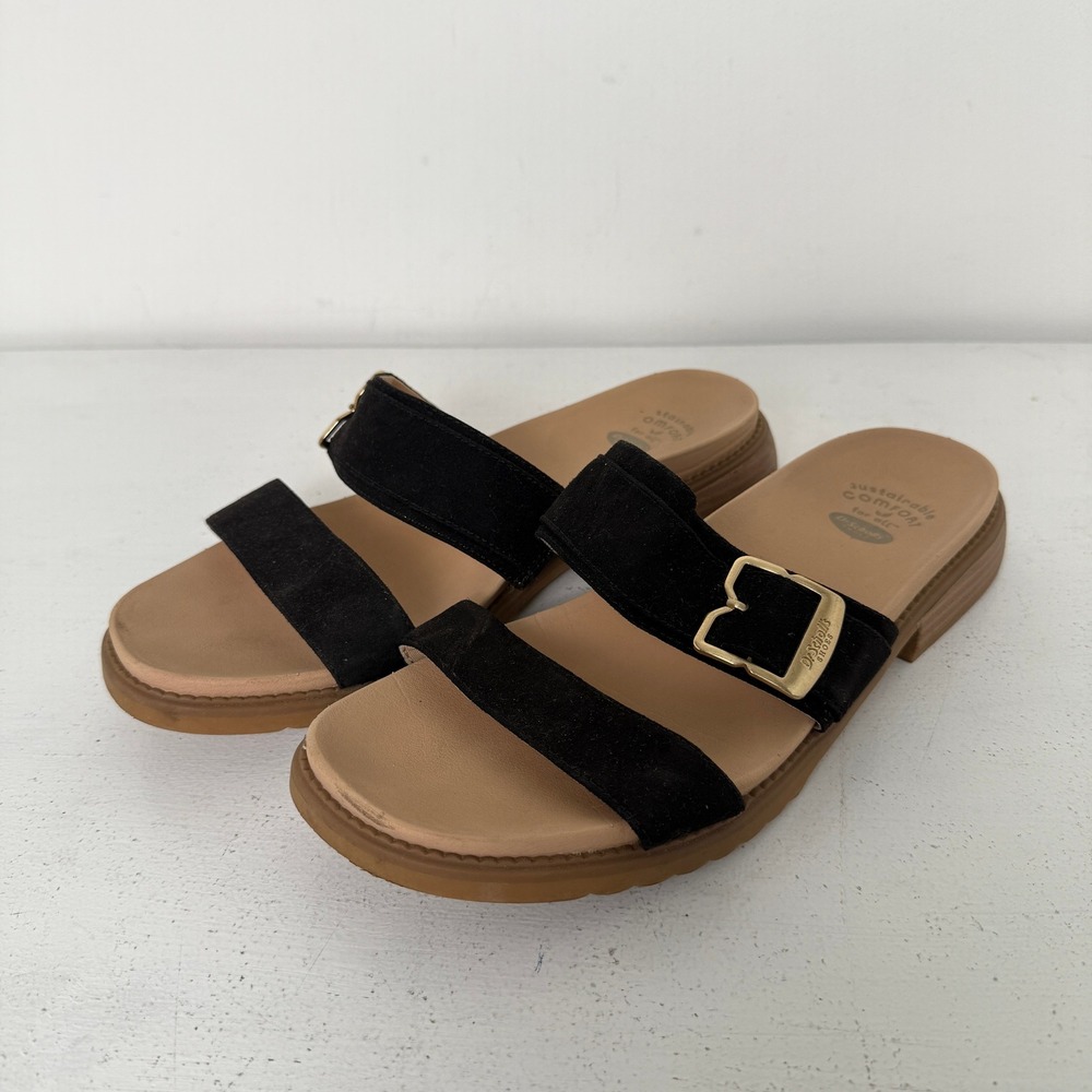 Dr. Scholl's Alyssa Black Slide Sandals Women's Size 10M Buckle Strap Comfort